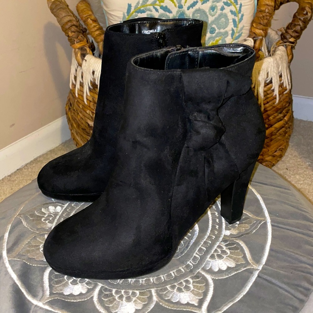 Black, Booties, Suede, Like New, Heels, Ankle Boots, 7.5